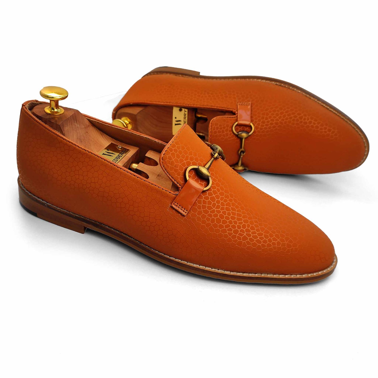 Tan Spidy Antique Buckle Wedding Ethnic Party Shoes Loafer for Men