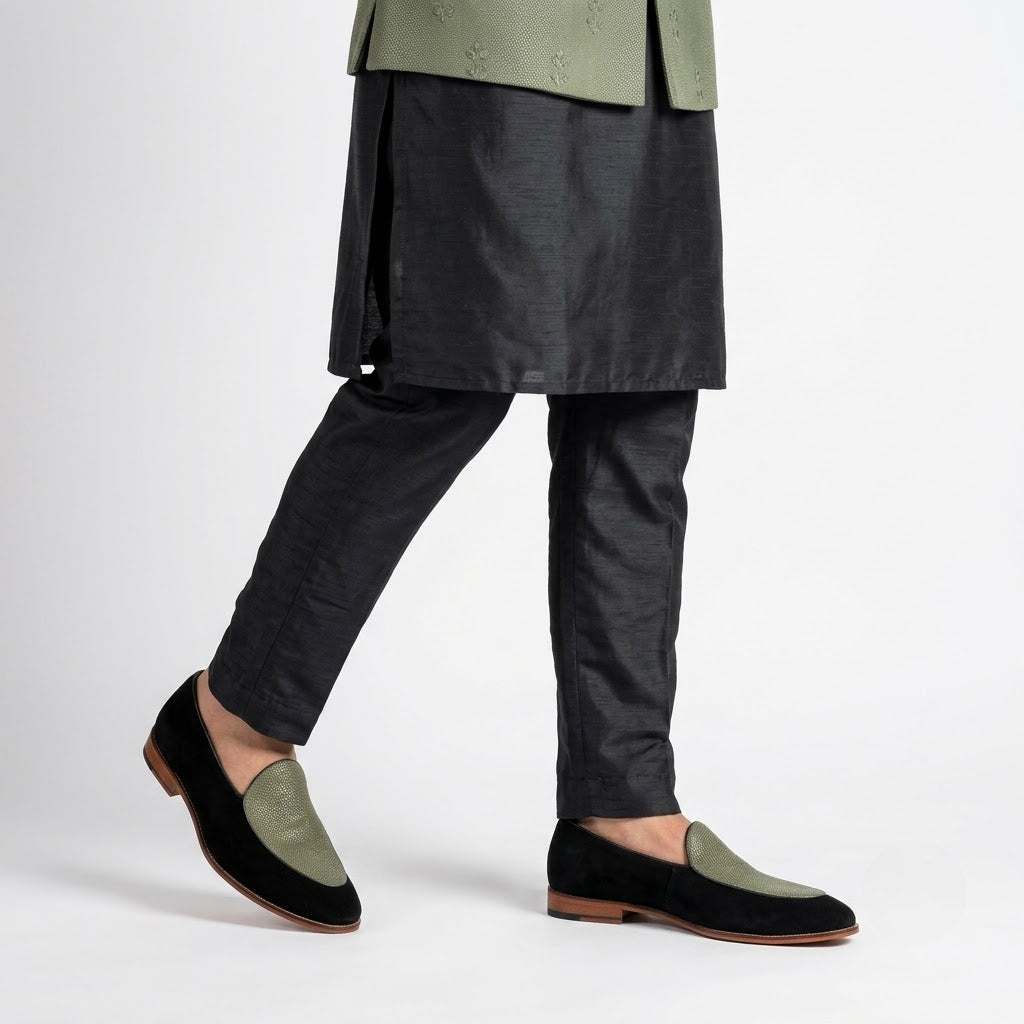 Forest Green Jave Apron Python Slipon for Men