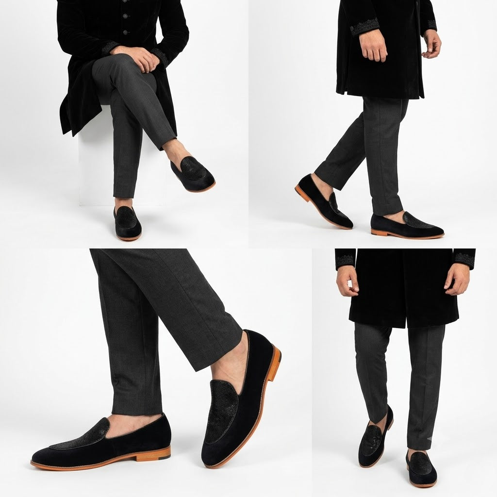 Black Jave Apron Python Slipon for Men