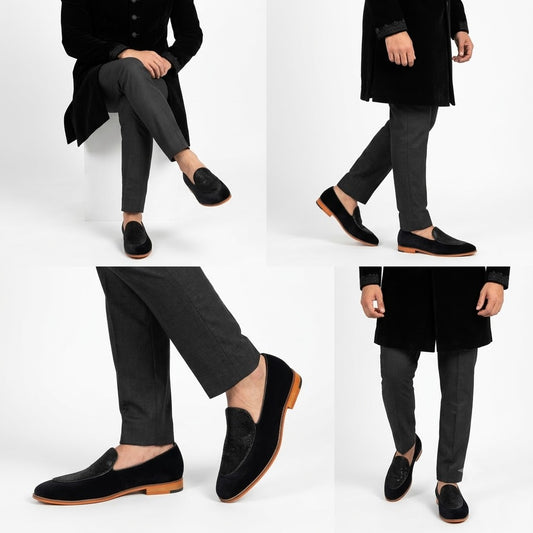 Black Jave Apron Python Slipon for Men