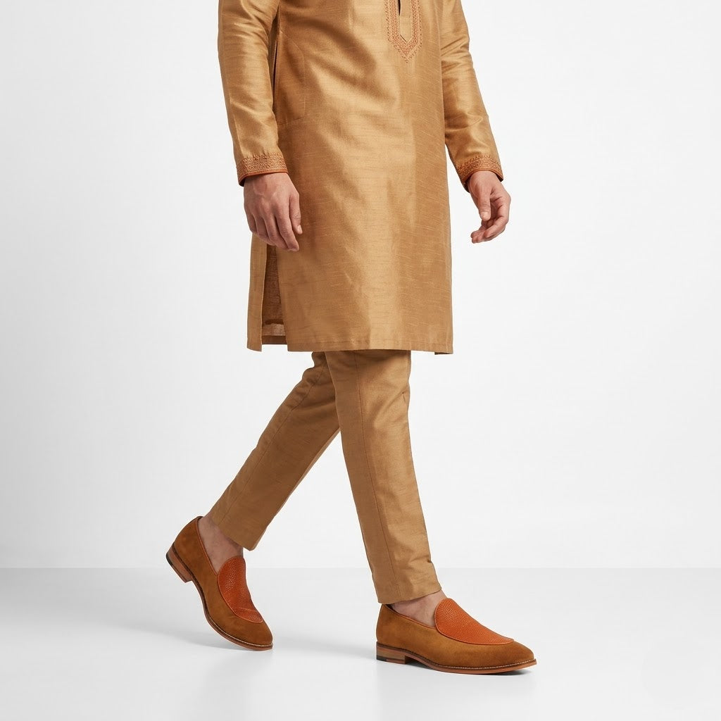 Tan Jave Apron Wedding Ethnic Party Shoes Loafer for Men