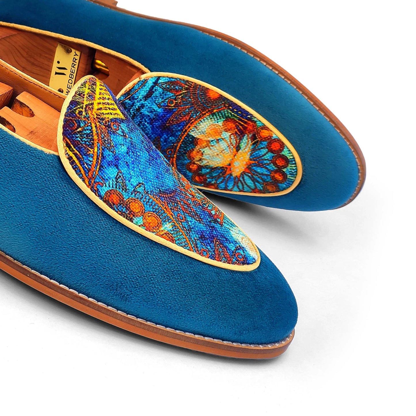 Turquoise Blue Digital Print Jave Apron Loafer for Men