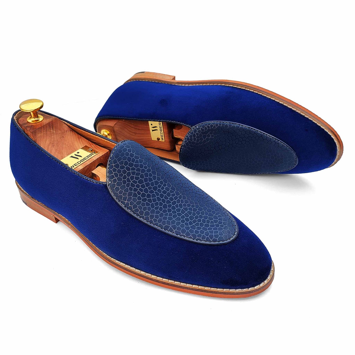Navy Blue Jave Apron Wedding Ethnic Shoes Party Loafers for Men