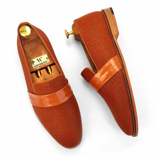 Tan Snake Hugo Strap Wedding Ethnic Party Shoes Loafer for Men