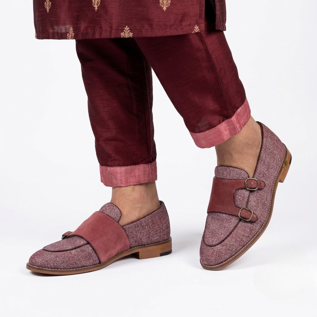 Rouge Maroon Double Monk Strap Loafer for Men