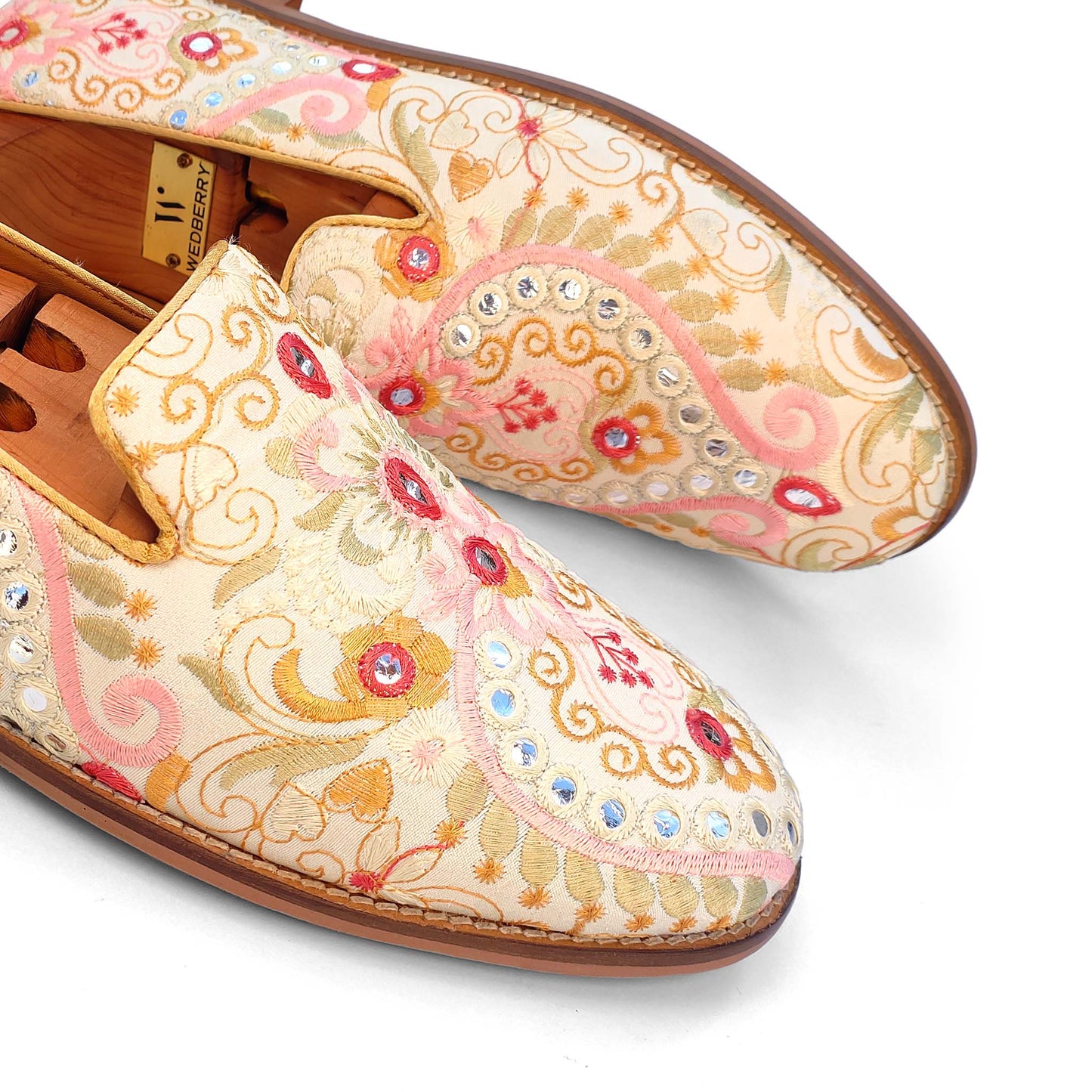 Ivory Pink Wedding Ethnic Shoes Loafer Slipon for Men