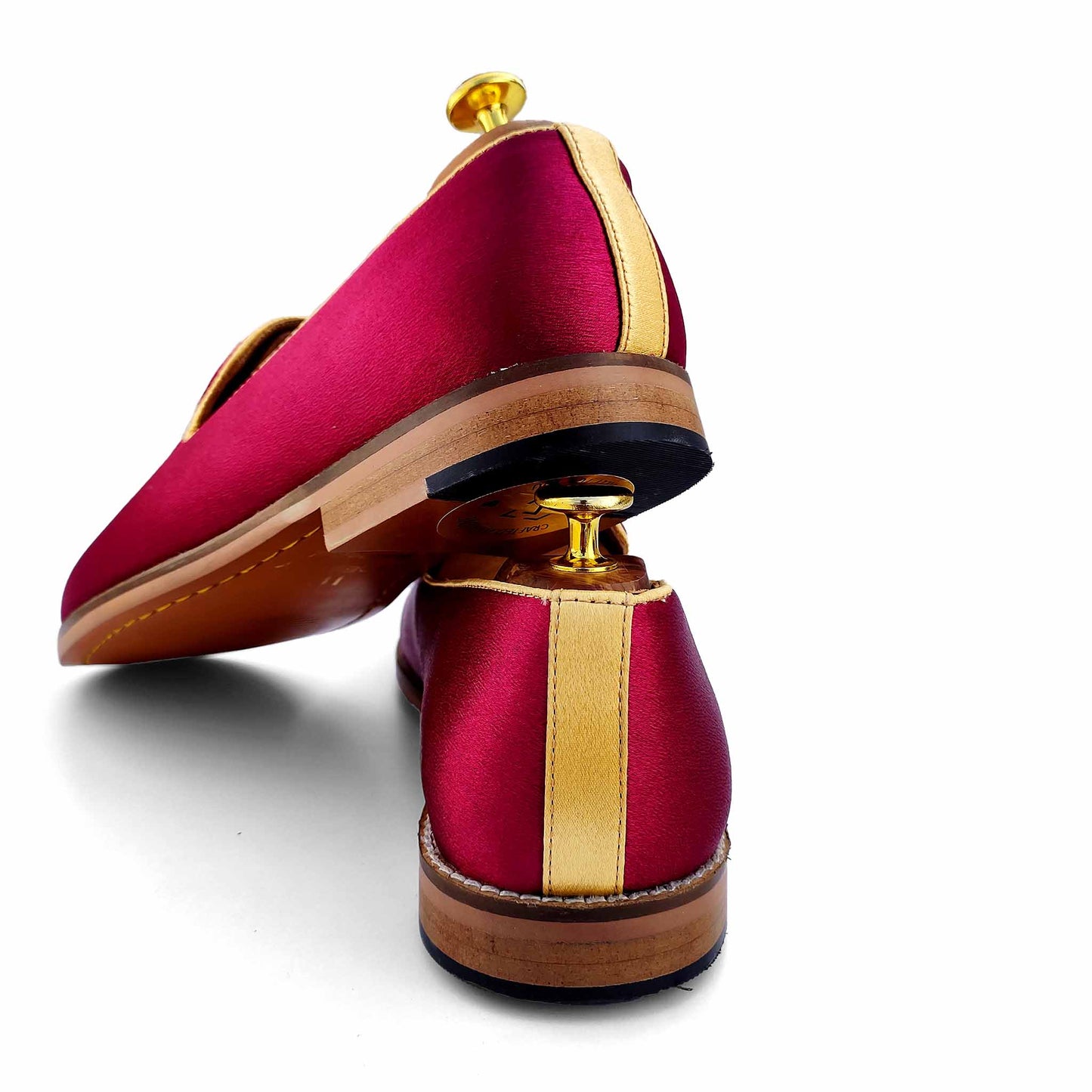 Maroon Golden Zardozi Handwork Wedding Ethnic Shoes Loafers for Men