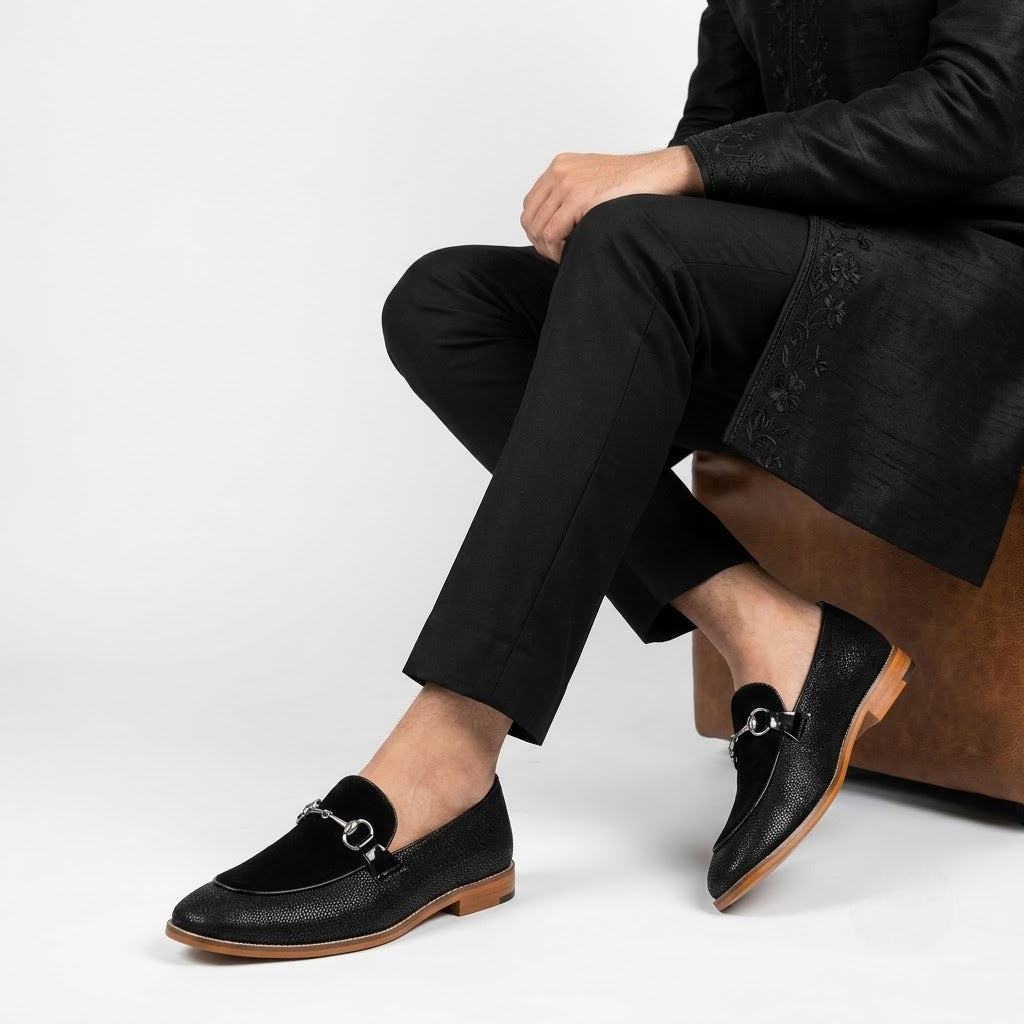 Black Hugo Buckle Apron Snake Slip-on for Men