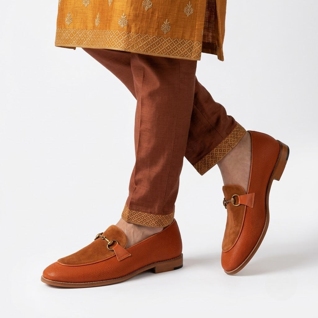 Tan Hugo Buckle Apron Wedding Ethnic Party Shoes Loafer for Men