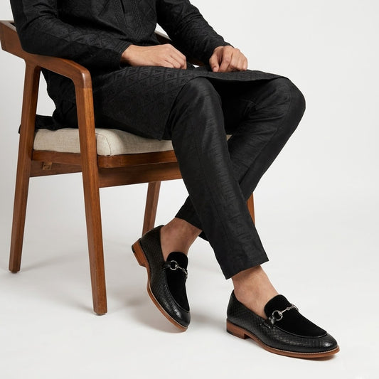 Black Hugo Buckle Apron Woven Slip-on for Men