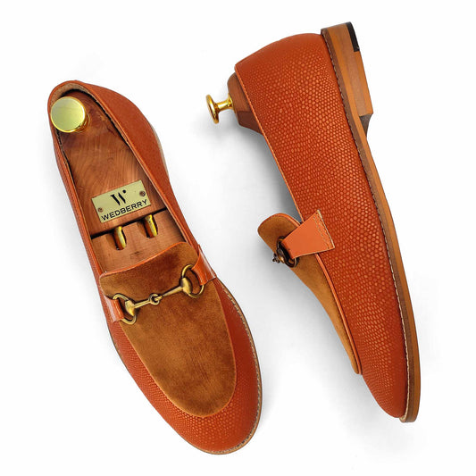 Tan Hugo Buckle Apron Wedding Ethnic Party Shoes Loafer for Men