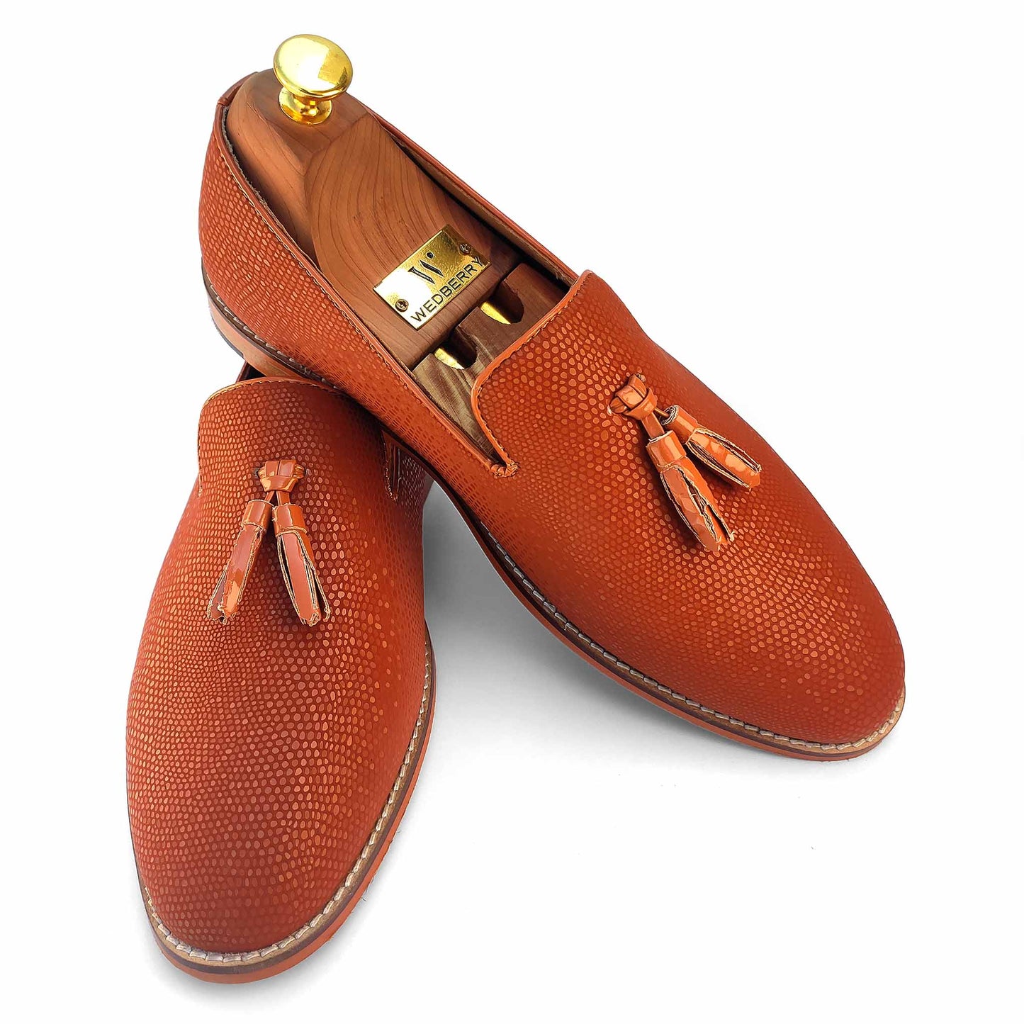 Tan Python Tassle Wedding Ethnic Party Shoes Loafer for Men