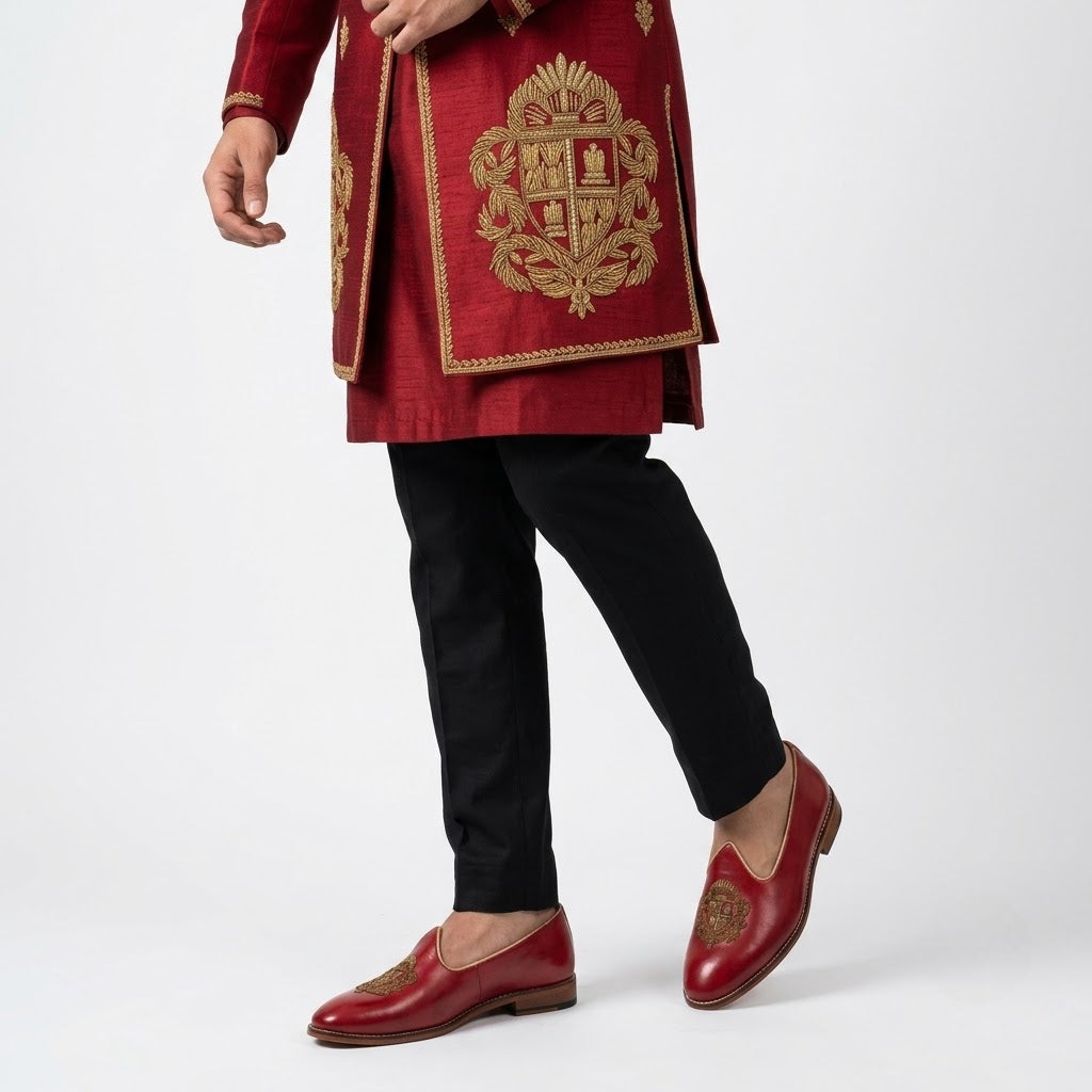 Cherry Zardozi Handwork Nagra Slipon Mojri for Men