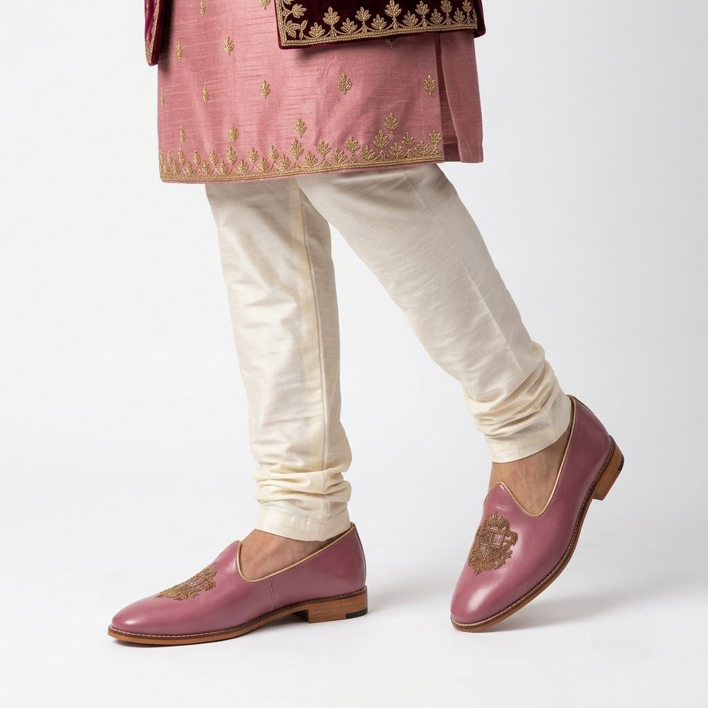 Fusia Zardozi Handwork Nagra Slipon for Men