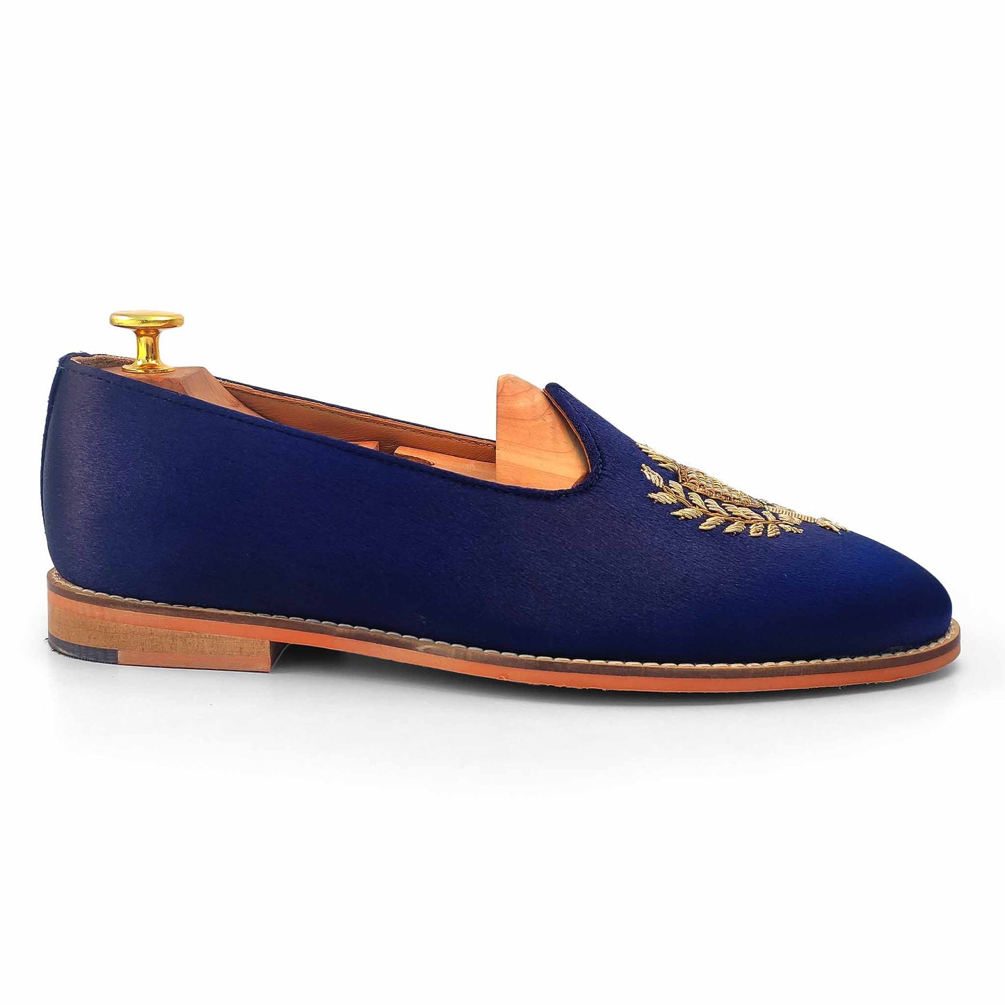 Navy Blue Zardozi Handwork Wedding Ethnic Shoes Party Loafers for Men
