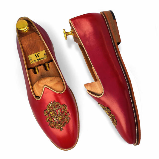 Cherry Zardozi Handwork Nagra Slipon Mojri for Men