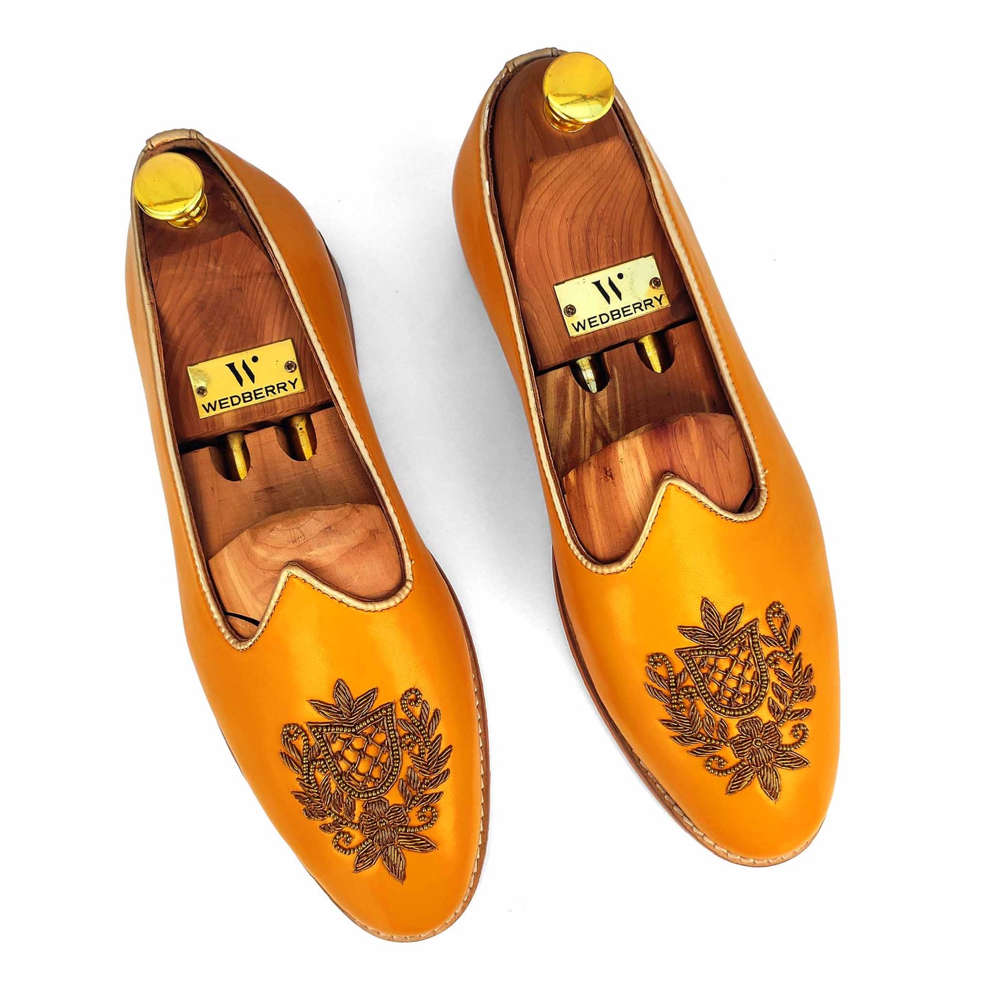 Mustard Zardozi Handwork Wedding Ethnic Shoes Party Loafers for Men
