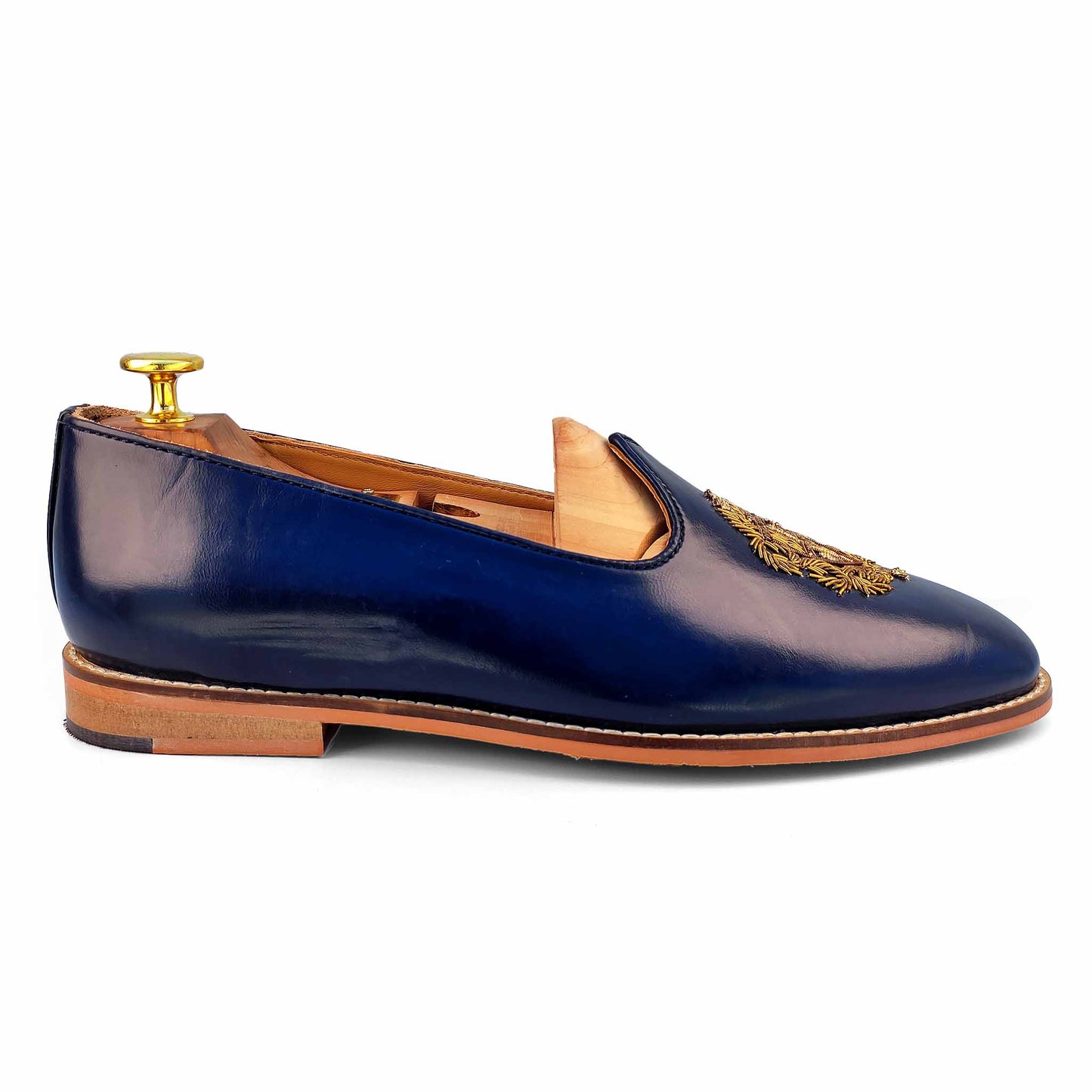 Navy blue Zardozi Handwork Wedding Ethnic Shoes Party Loafers for Men