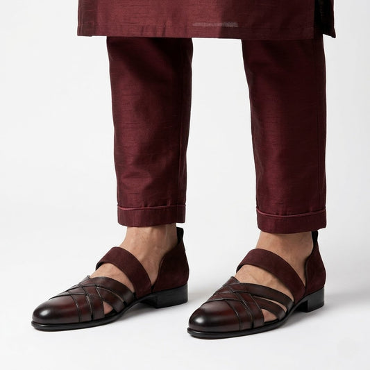 Brown Sandals with Checkered Pattern
