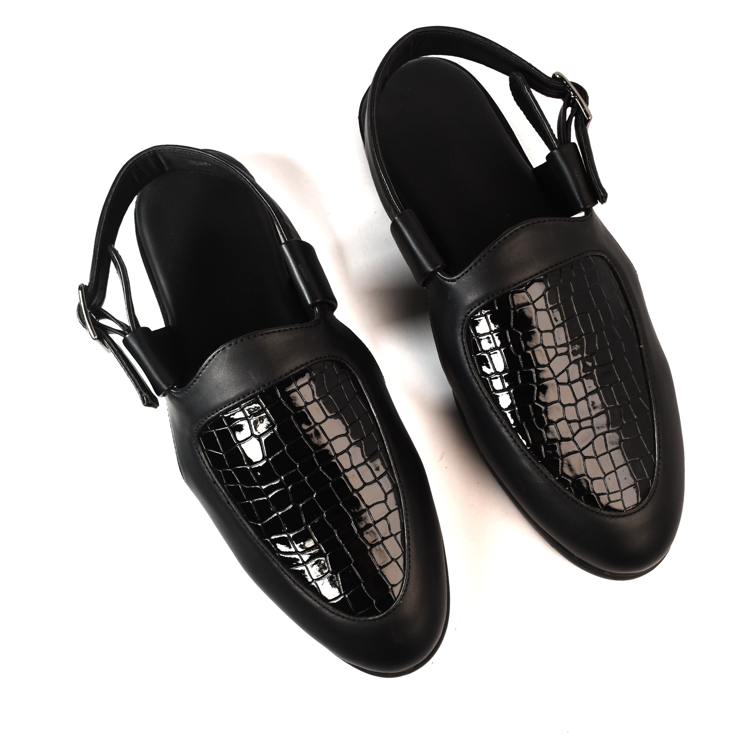 Jaipur Black Croco Apron Sandals