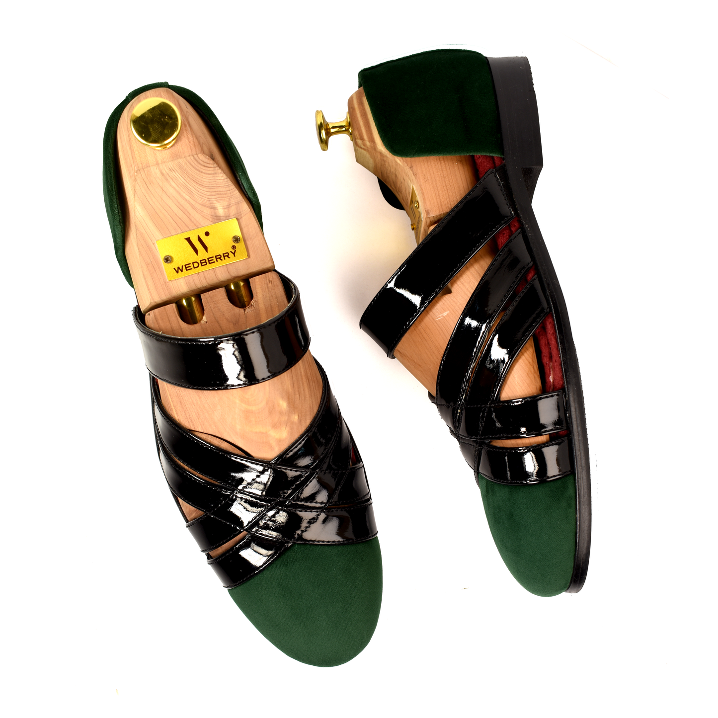 Criss Cross Strap Forest Green Sandals for Men