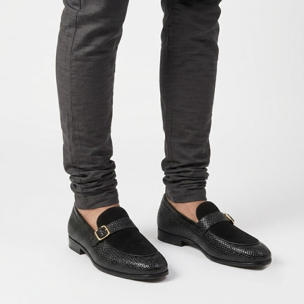 Solmont Black Buckel Loafers