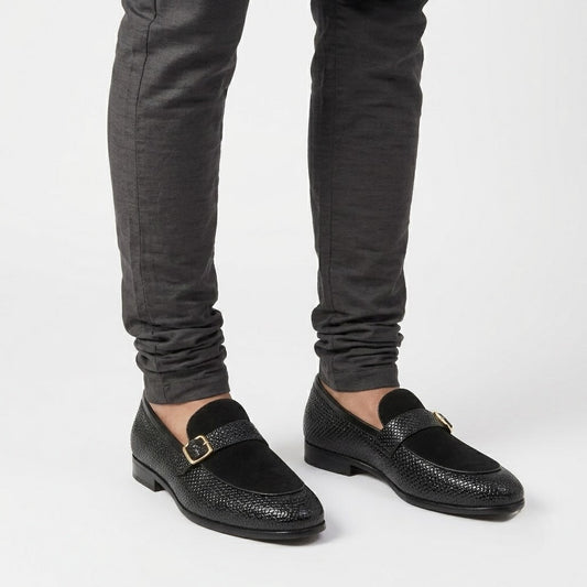 Solmont Black Buckel Loafers