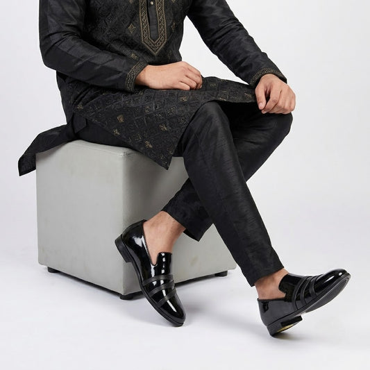 Marvian Black Patent Loafers