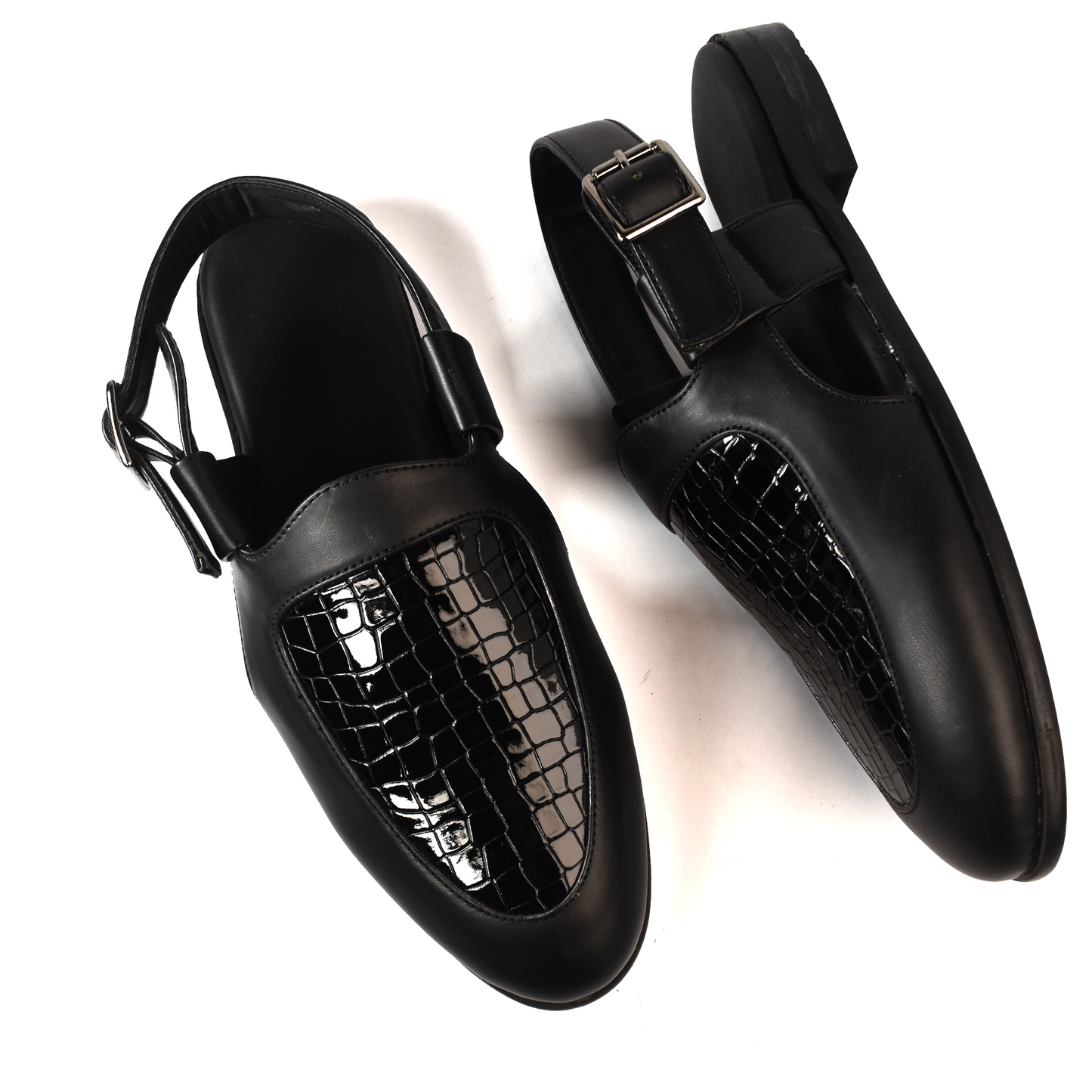 Jaipur Black Croco Apron Sandals