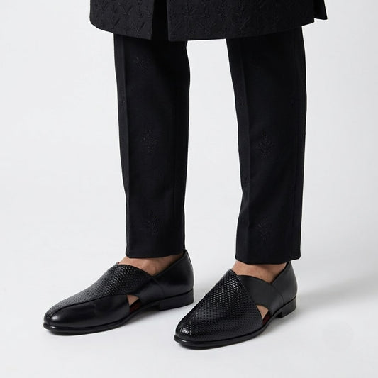 Pranoir Black Peshawari Sandals