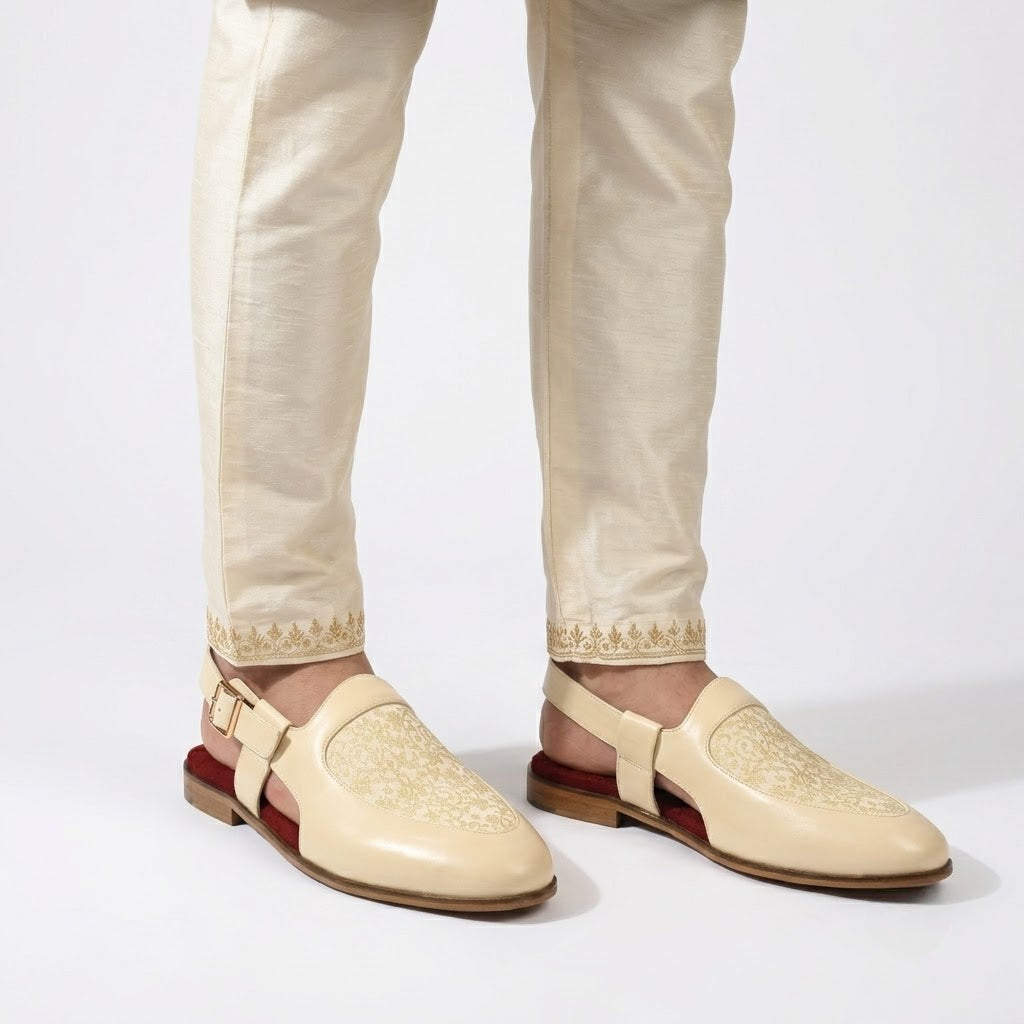 Imperial Brocket Cream Sandals