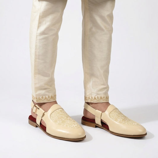 Imperial Brocket Cream Sandals