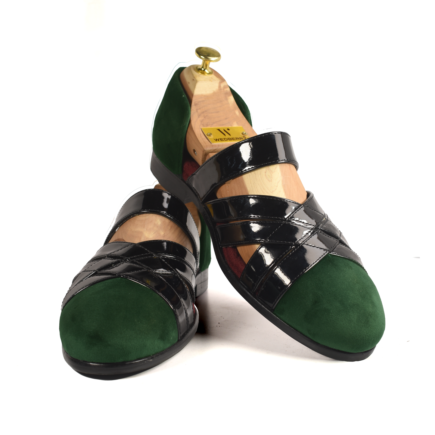 Criss Cross Strap Forest Green Sandals for Men