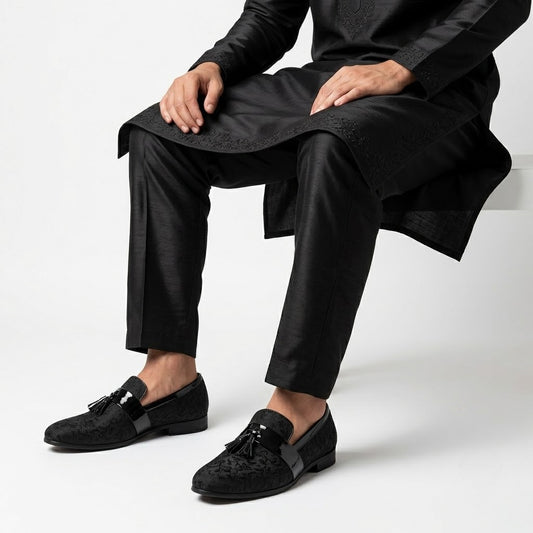 Midnight Black Brocket with Elegant Tassel