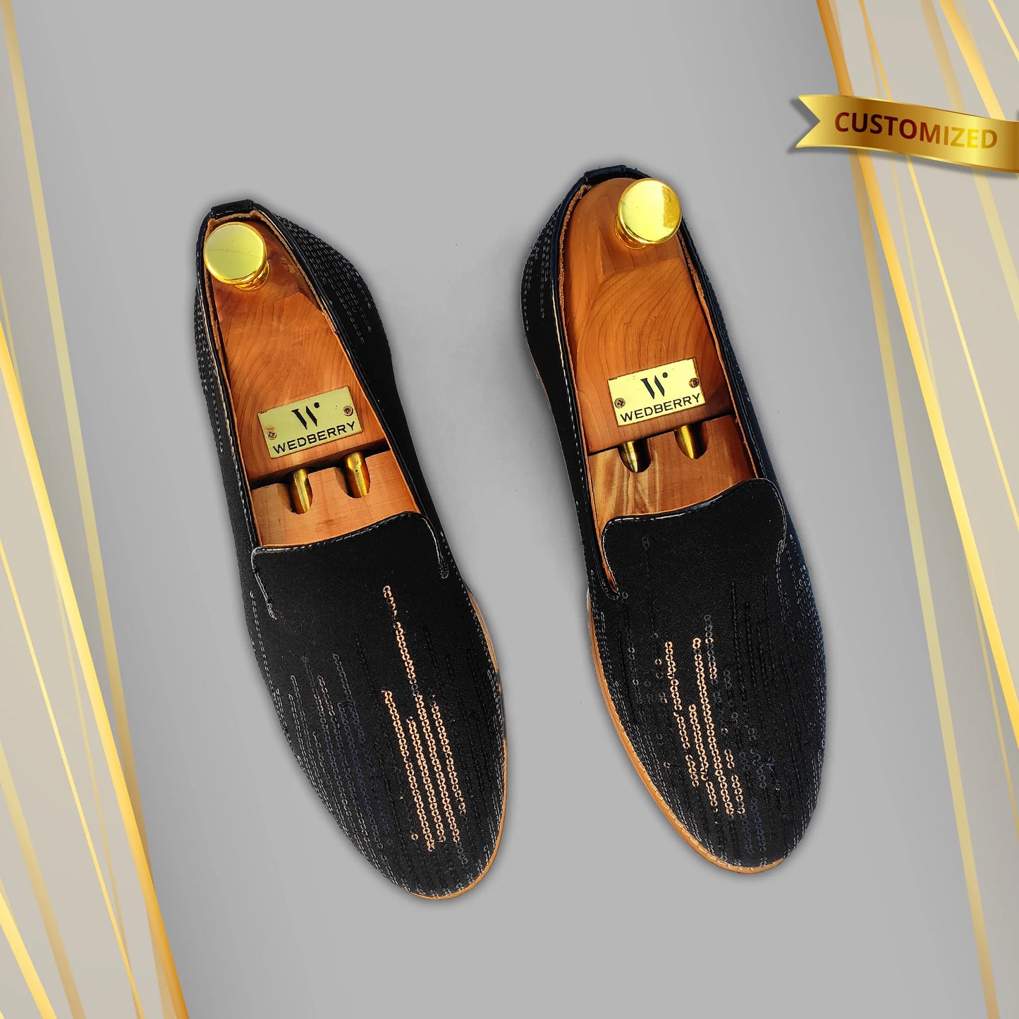 Black Star Embroidery Wedding Ethnic Shoes Party Loafers for Men