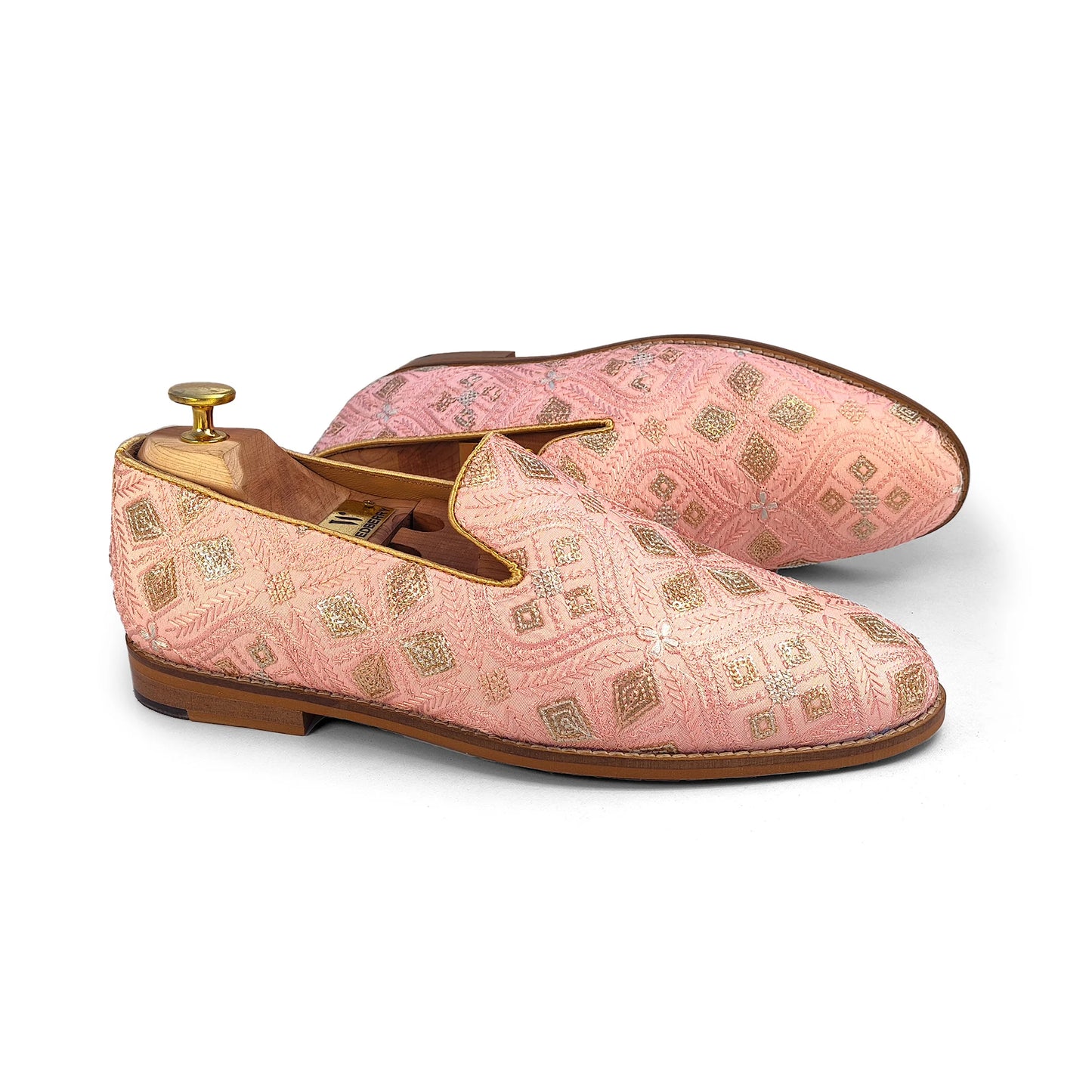 Pink Star Embroidery Wedding Ethnic Shoes Party Loafers for Men