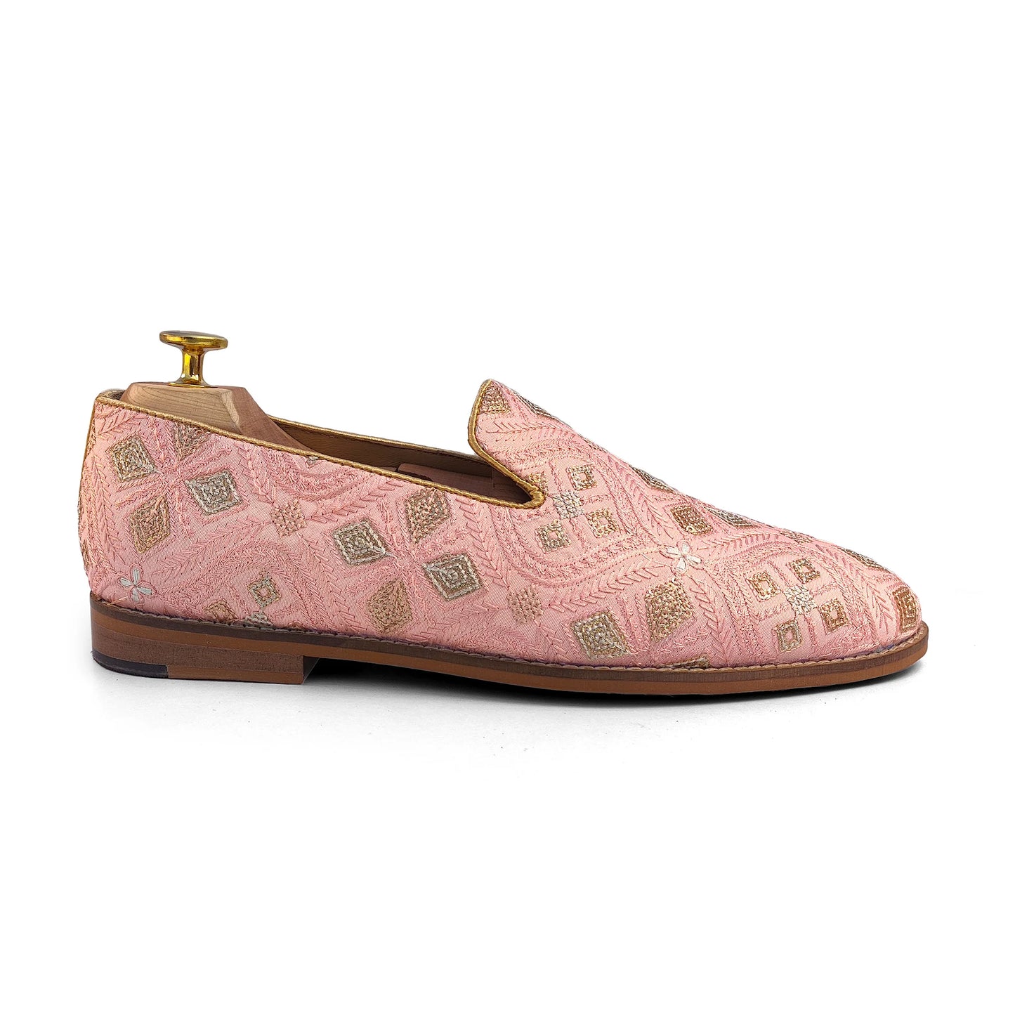 Pink Star Embroidery Wedding Ethnic Shoes Party Loafers for Men