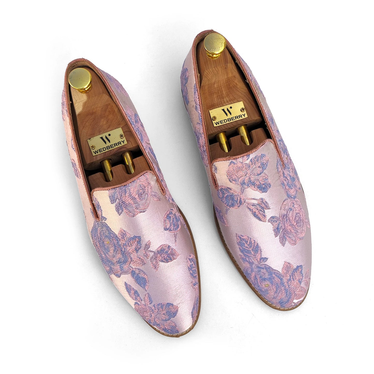 Pink Rose Embroidery Wedding Ethnic Shoes Party Loafers for Men