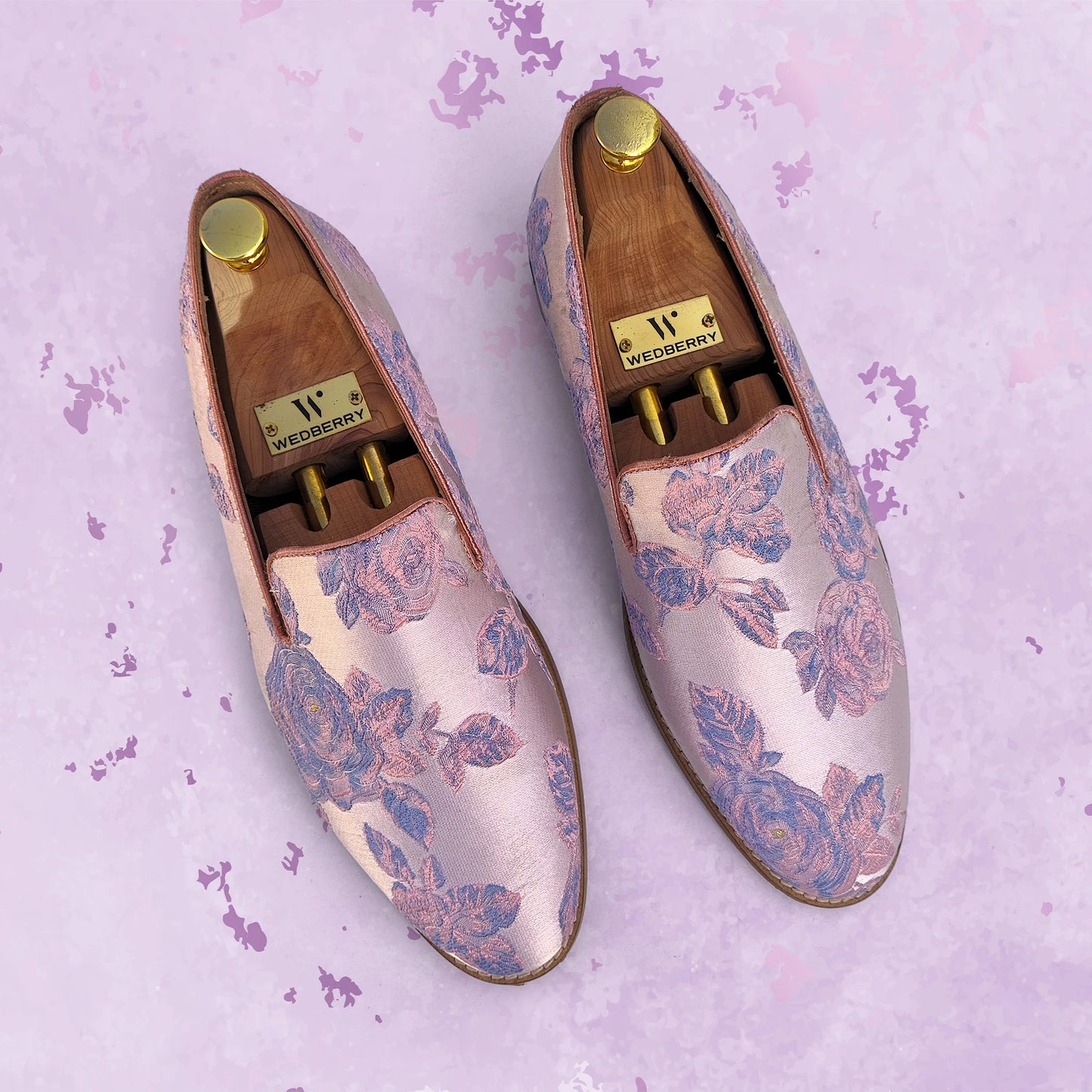 Pink Rose Embroidery Wedding Ethnic Shoes Party Loafers for Men