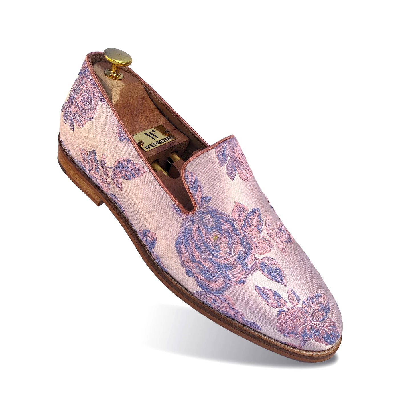 Pink Rose Embroidery Wedding Ethnic Shoes Party Loafers for Men