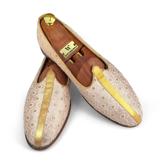 Light Pink Embroidery Wedding Shoes for Men