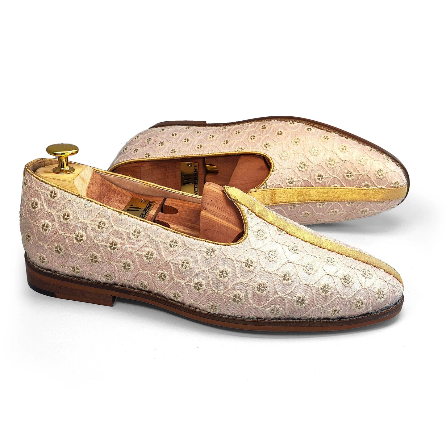 Light Pink Tara Work Wedding Shoes Ethnic Loafers for Men
