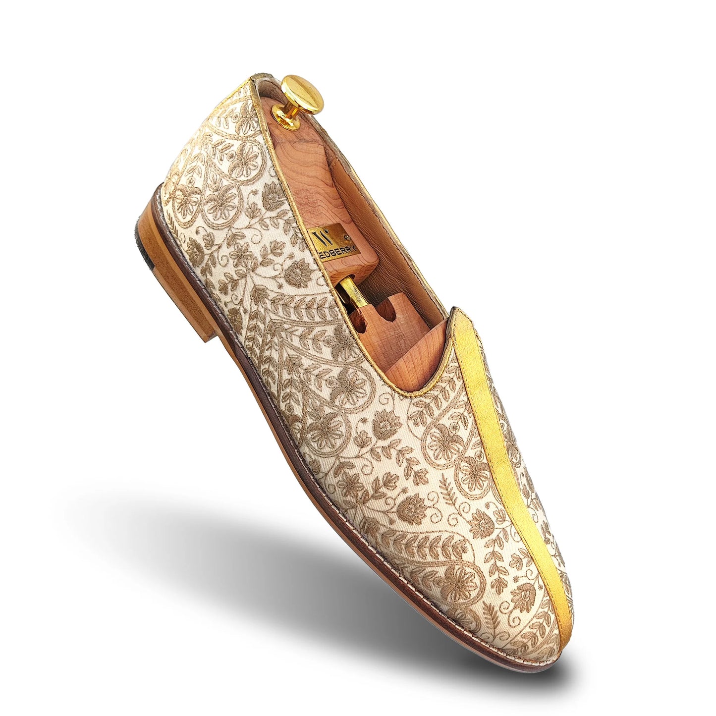 Creme Embroidery Wedding Shoes Mojri Shoes for Men