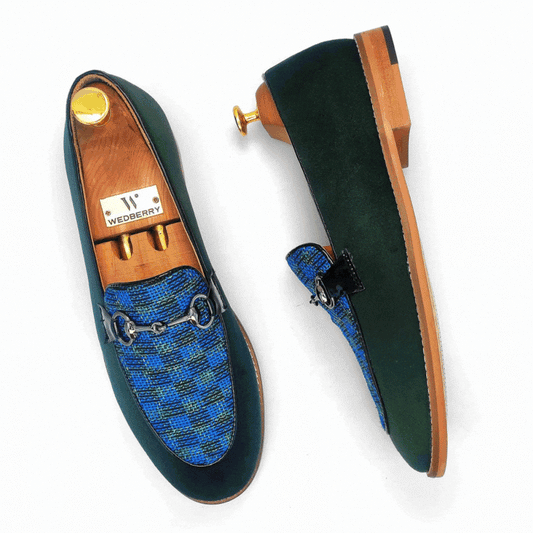 Green Spidy Hugo Buckle Wedding Ethnic Shoes Party Loafers for Men