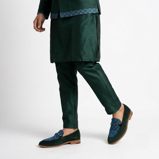 Green Spidy Hugo Buckle Wedding Ethnic Shoes Party Loafers for Men