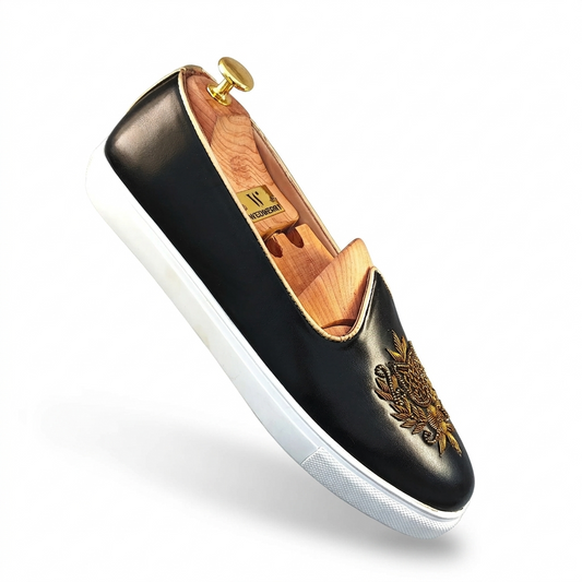 Black Zardozi Handwork Wedding Sneaker Shoes Ethnic Mojari for Men