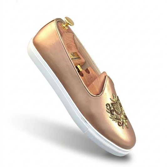 Light Copper  Zardozi Handwork Wedding Sneaker Shoes Ethnic Mojari for Men