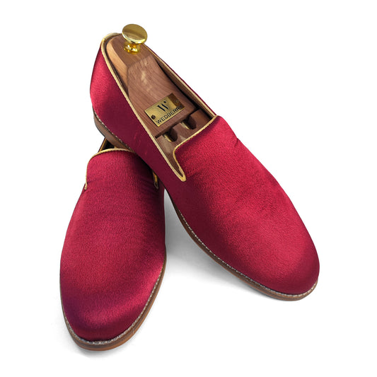Maroon Solid Wedding Ethnic Party Shoes for Men