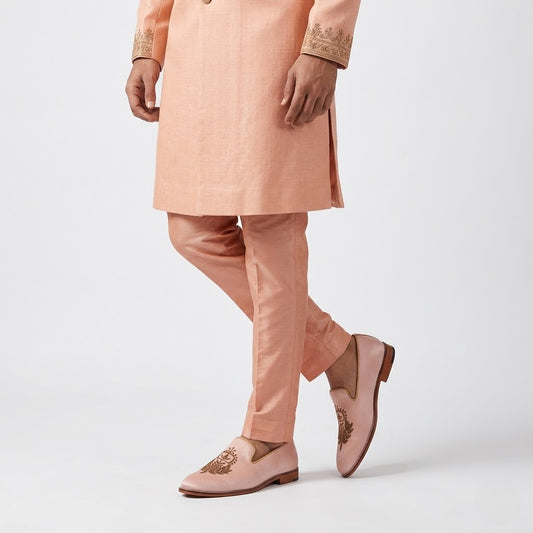 Light Pink Zardozi Handwork Wedding Shoes Ethnic Loafers for Men