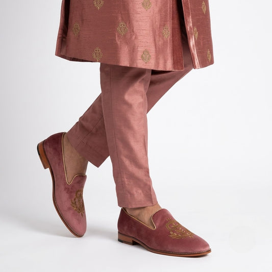 Fusia Velvet with Antique Gold Zardozi Handwork for Men